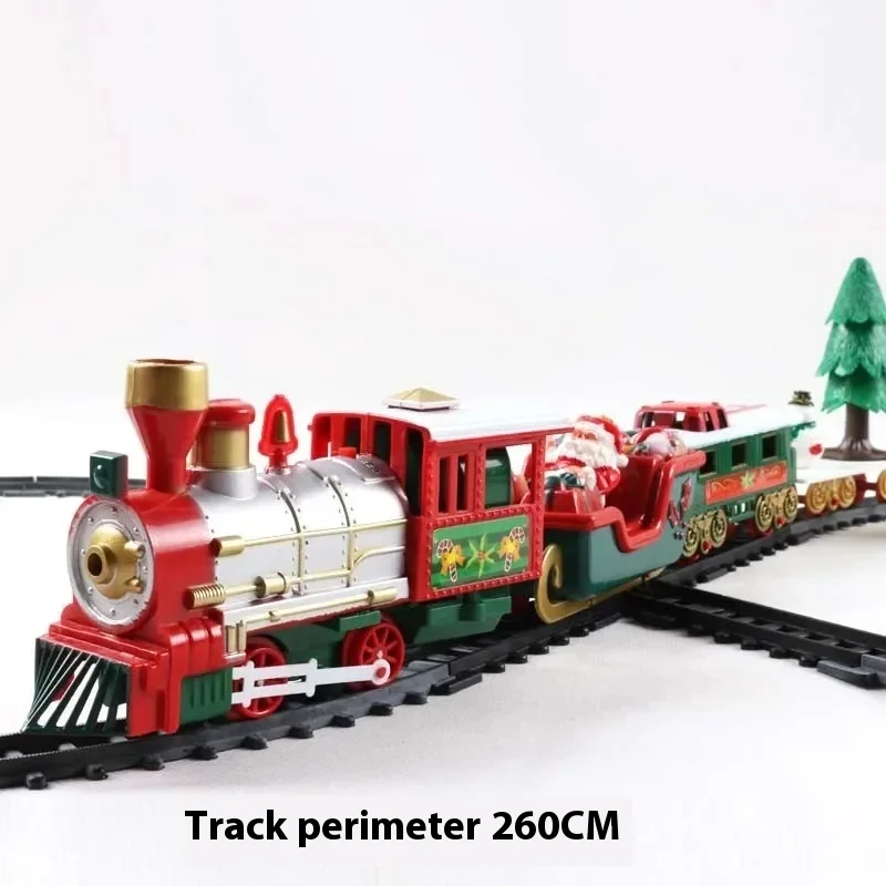 Electric Christmas Train Toys Railway Cars Racing Tracks With Music Santa Claus Christmas Tree Decoration Train Model Toys Gifts