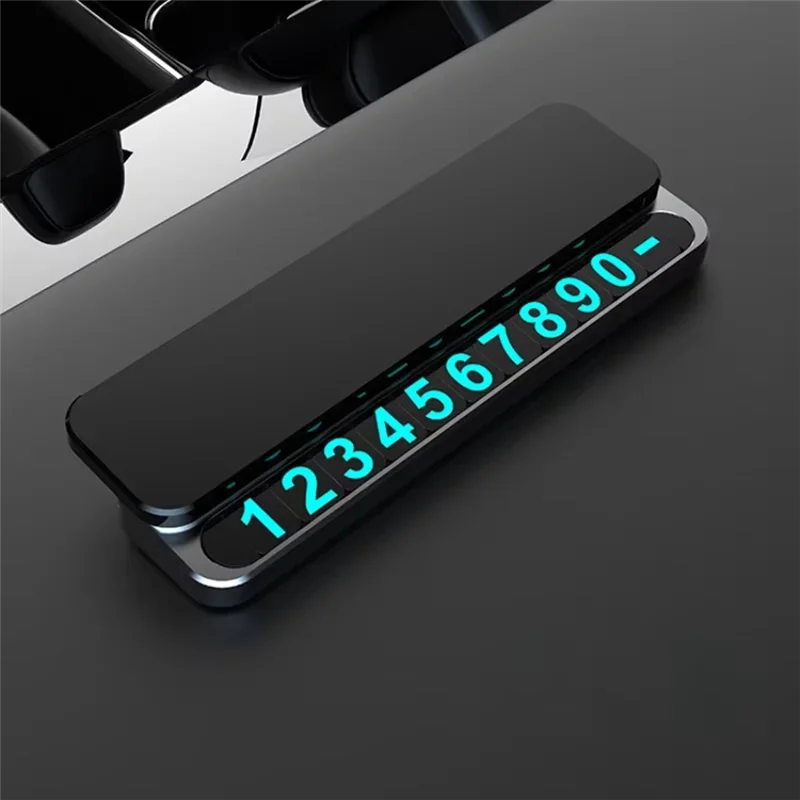 

Car Auto Accessories Universal Phone Number Card Temporary Parking Plate Metal Walnut Style