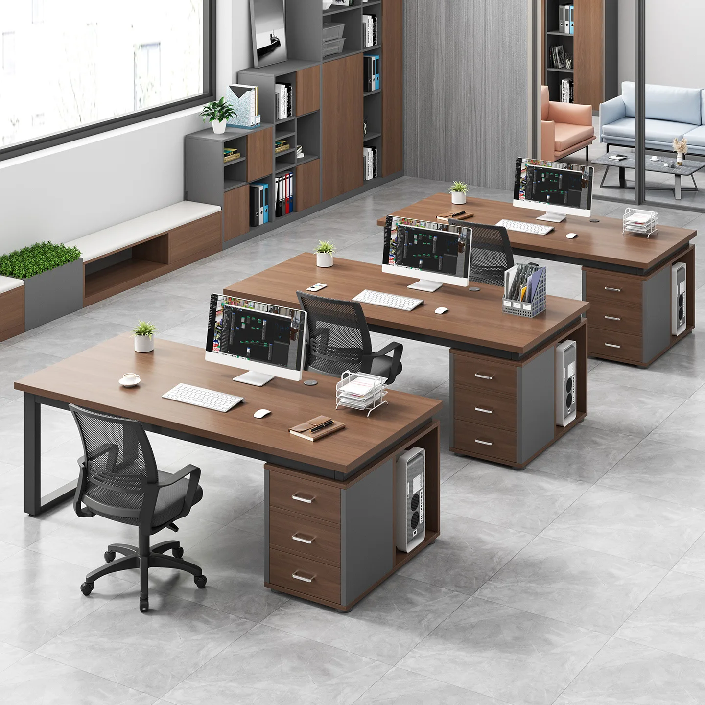 Employee desk Office desk and chair combination Boss desk Single workstation Desktop computer