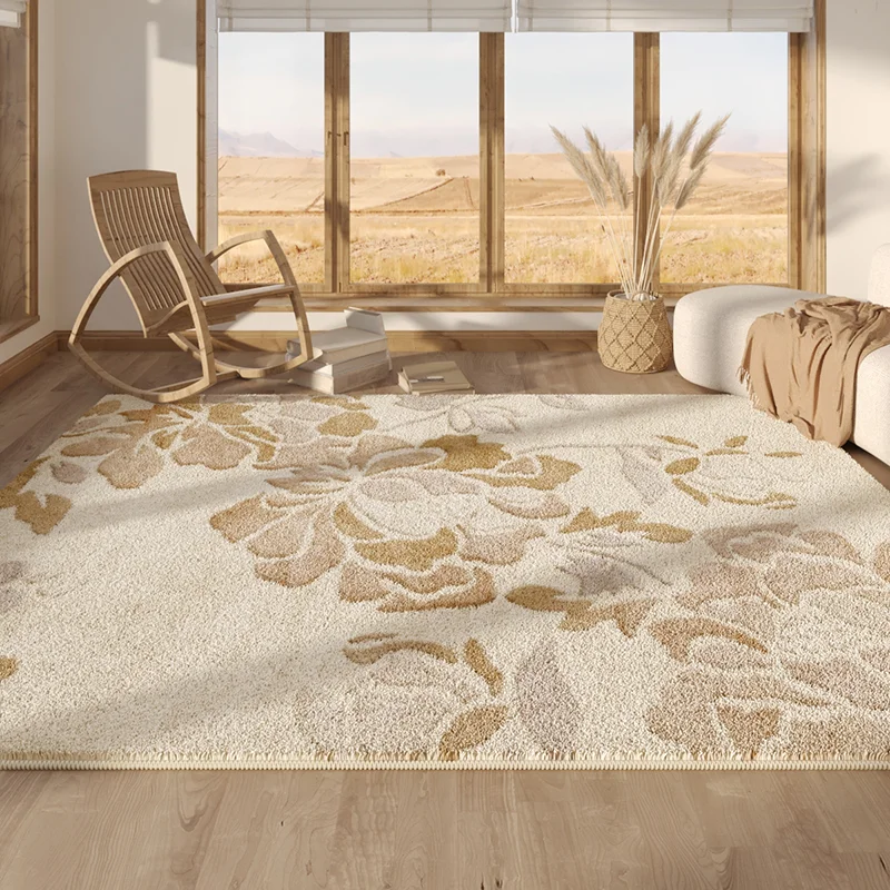 Modern Wabi Sabi Easy Care Living Room Carpet High Grade Plush Comfortable Bedroom Carpets Light Luxury Large Area Cloakroom Rug