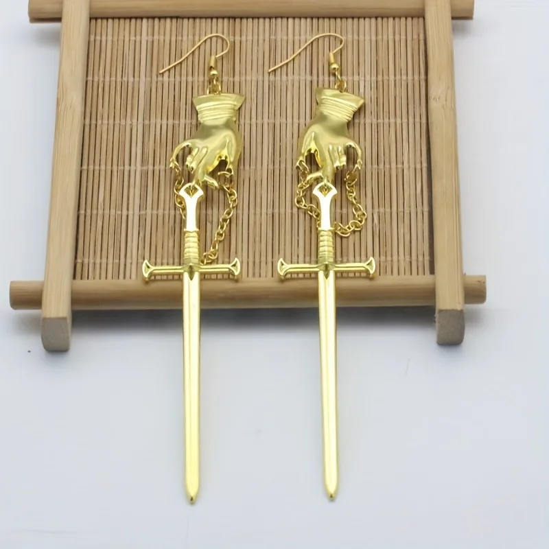 Gothic Punk Earrings for Women Swords Hand Earrings Statement Gothic Medieval Witch Mysterious Female Gift Halloween Jewelry