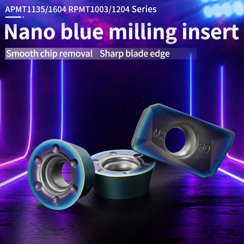 

UFS TAP 10PCS HRC-52 Blue Nano Blue Insert Roughing Finishing APMT1135/1604 RPMT1003/1204