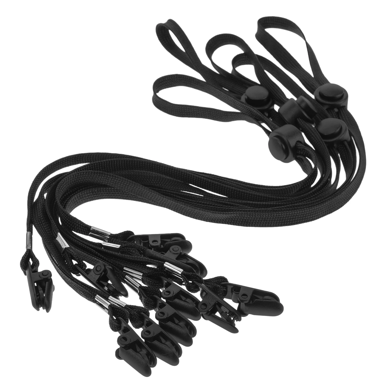 

5pcs Black Baseball Cap Windproof Clips Thickened Ropes Elastic Hat Straps AntiLost Adjustable Chin Cord Strap Polyester Travel
