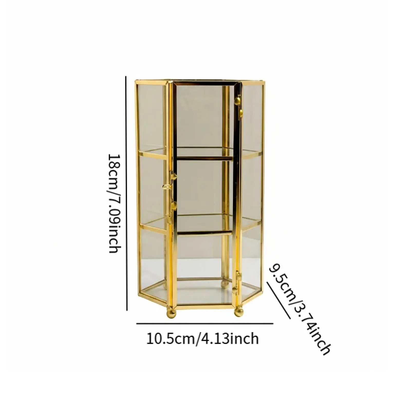 Geometric Jewelry Box Glass Hexagon Organizer Vintage Display Case Large Capacity for Vanity and Desktop Decor