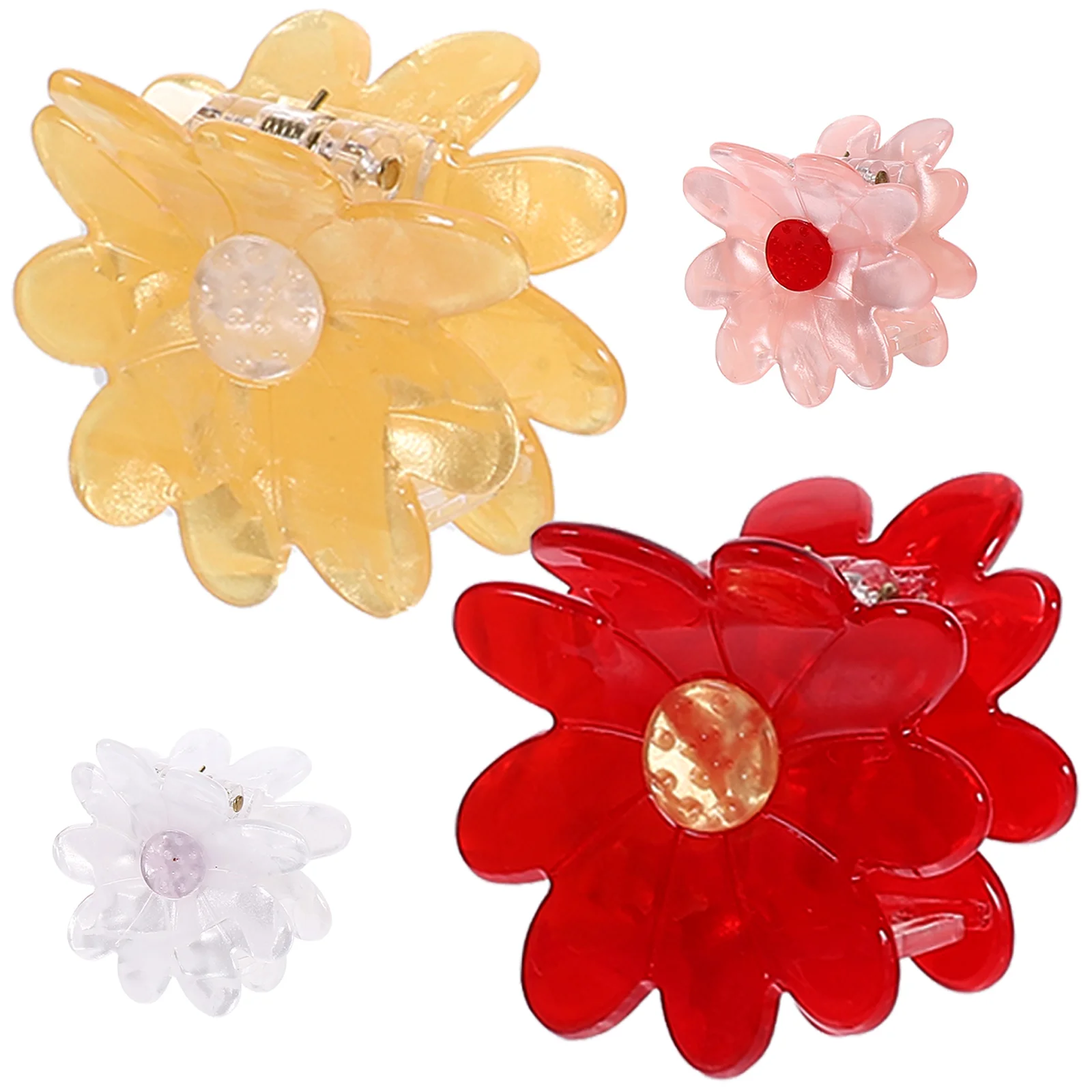 

4pcs Flower Claw Clips Accessories Pink White Red Yellow Stylish Back Hair Travel Office Camping Shopping Face