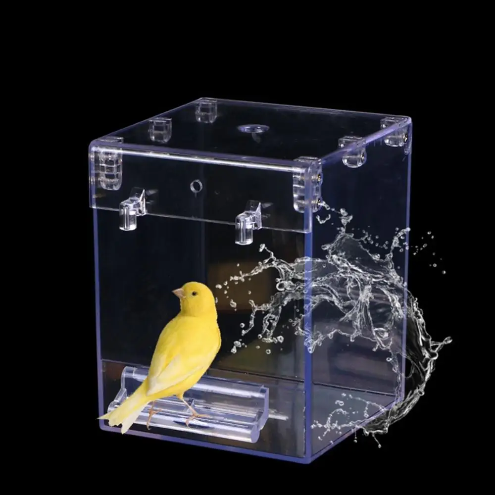 

Lovebirds Pet Acrylic Shower Transparent Hanging Bird Bath for Cage Parrot Bathtub Birdbath Bathing Box