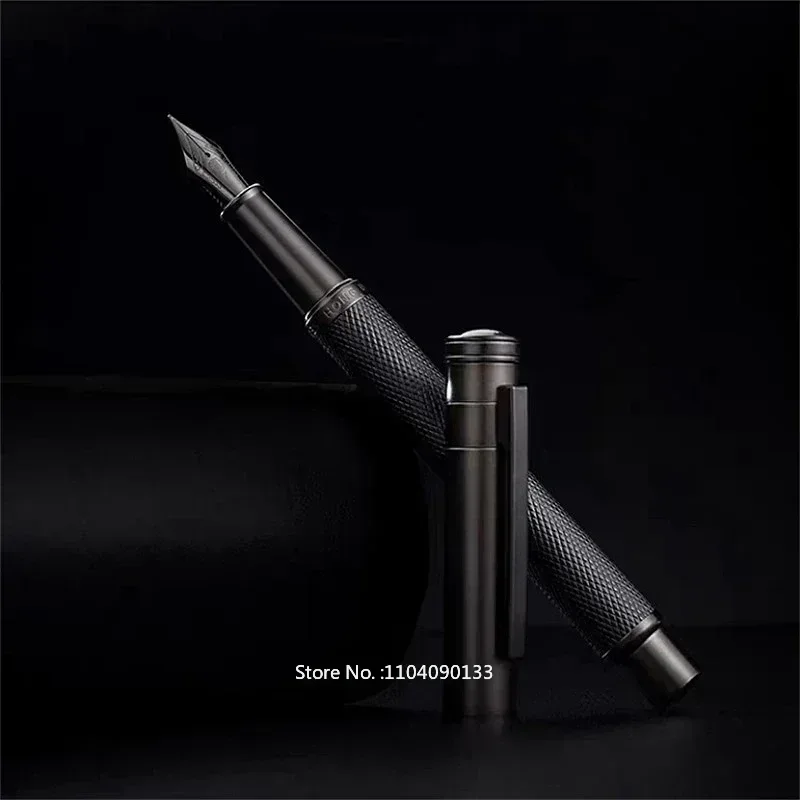 

Hot Hongdian Black Forest Metal Fountain Pen Titanium Black EF/F/Bent Nib Beautiful Tree Texture Writing Ink Pen For Business Of