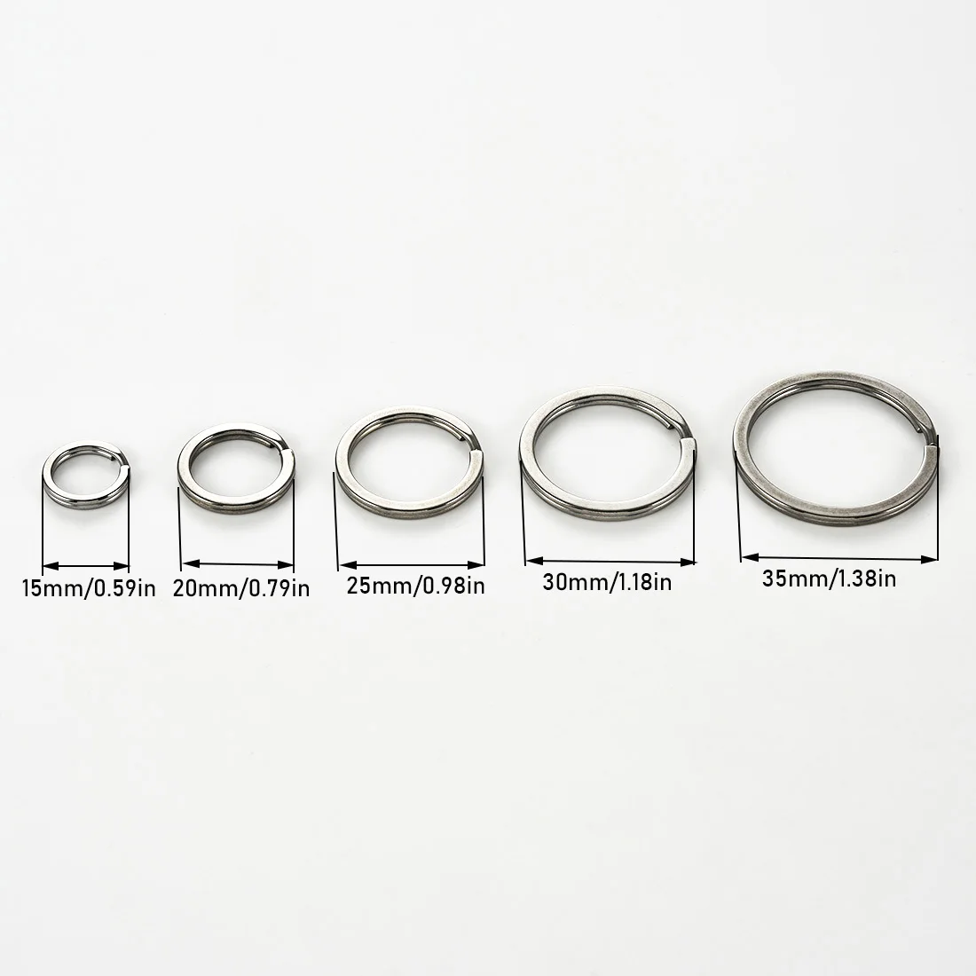 10Pcs Stainless Steel Key Rings 15/20/25/30/35MM Round Flat Line Key Organizer Split Keyrings for DIY Jewelry Keychain  Findings