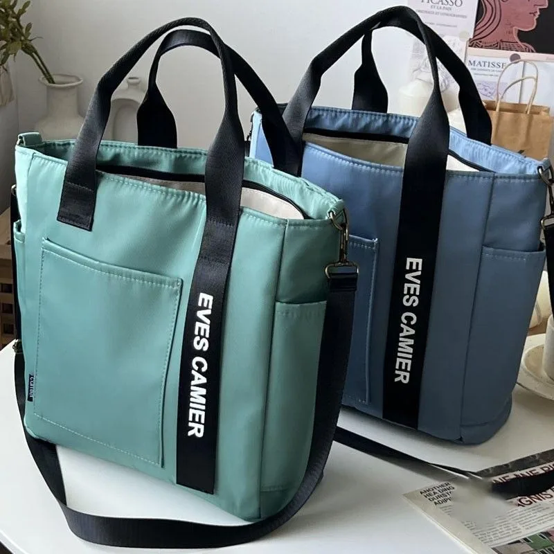 New Casual Tote Large Capacity Shoulder Bag Nylon Waterproof Canvas Handbag Simple Fashion Messenger Bags For Schoolgirl