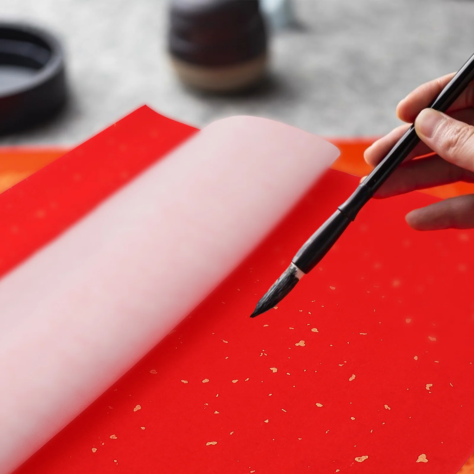 

40 Sheets Chinese Spring Festival Paper Red Rice Xuan Paper for Fu Character Writing DIY Door Decoration Party Supply Sheet