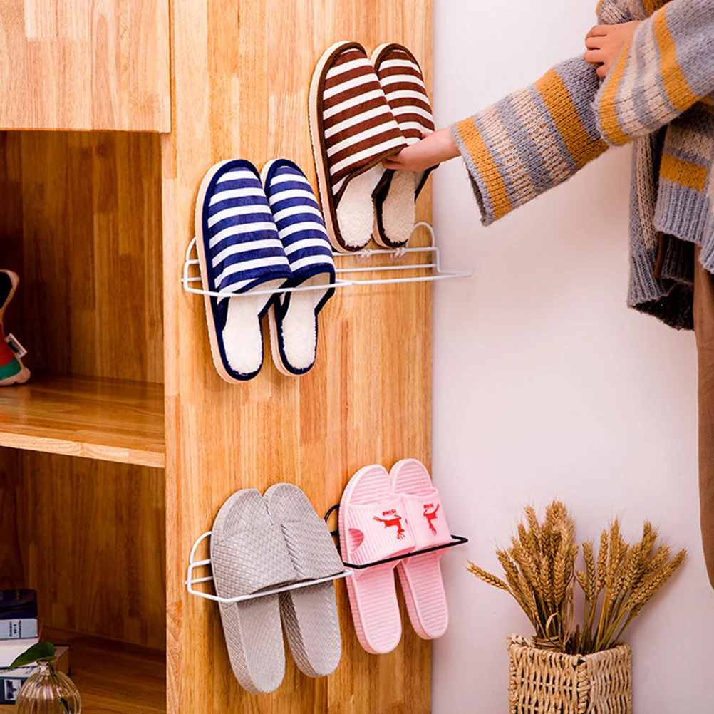 Wall Mounted Shoe Rack Sticky Hanging Single Layer Wrought Iron Bathroom Classy