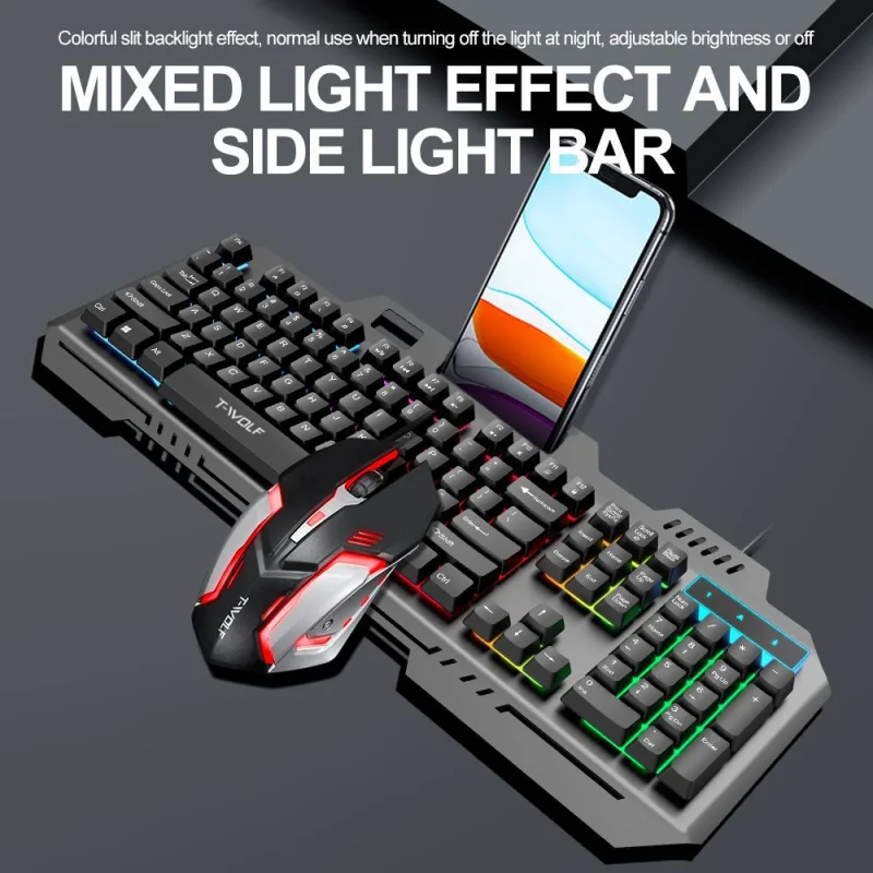 

Office Gaming Keyboard & Mouse Set Wired Gaming Rgb Luminous 104 Keys Mechanical Keyboard Ergonomics Mouse Set for Pc Laptop