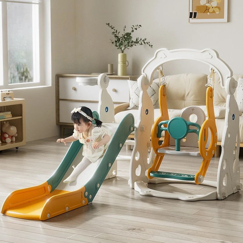 Juego de tobogán de columpio para bebé y niño, parque infantil de 3 vías para interior y exterior, escalador de diapositivas extendido, plástico duradero antideslizante seguro
