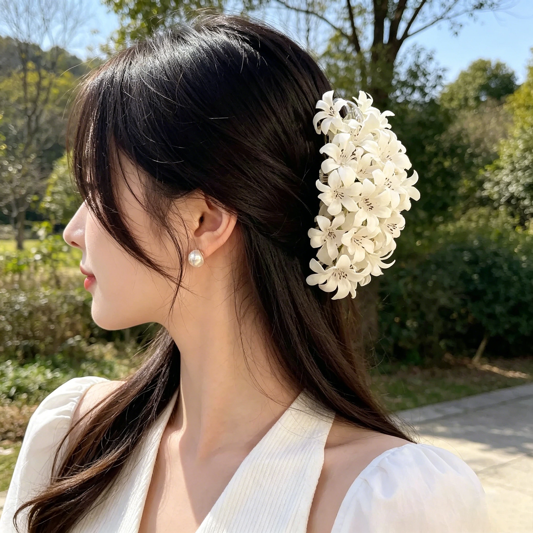 2026 Neue Koreanische Große 4-Farbige Blumen-Haarklammern Französische Romantische Stoff-Blumenclips Starker Halt Ohne Haarschäden für Frauen und Mädchen – Detail 1