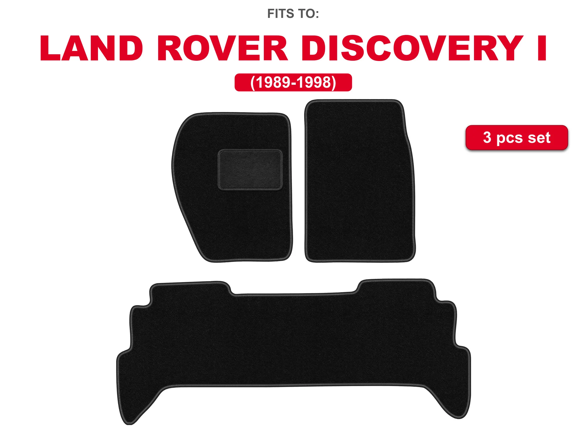 Velour matten voor: Land Rover Discovery I 1989-1998 Off-road zwarte automatten set voor in de auto