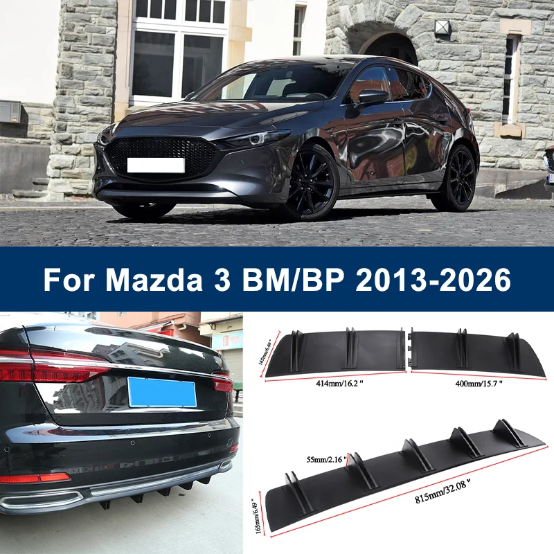 

2-Segment Shark Fin Rear Diffuser For Mazda 3 BM BP 2013-2026 2024 2015 Rear Bumper Lip Splitter Chassis Spoiler Tuning Parts