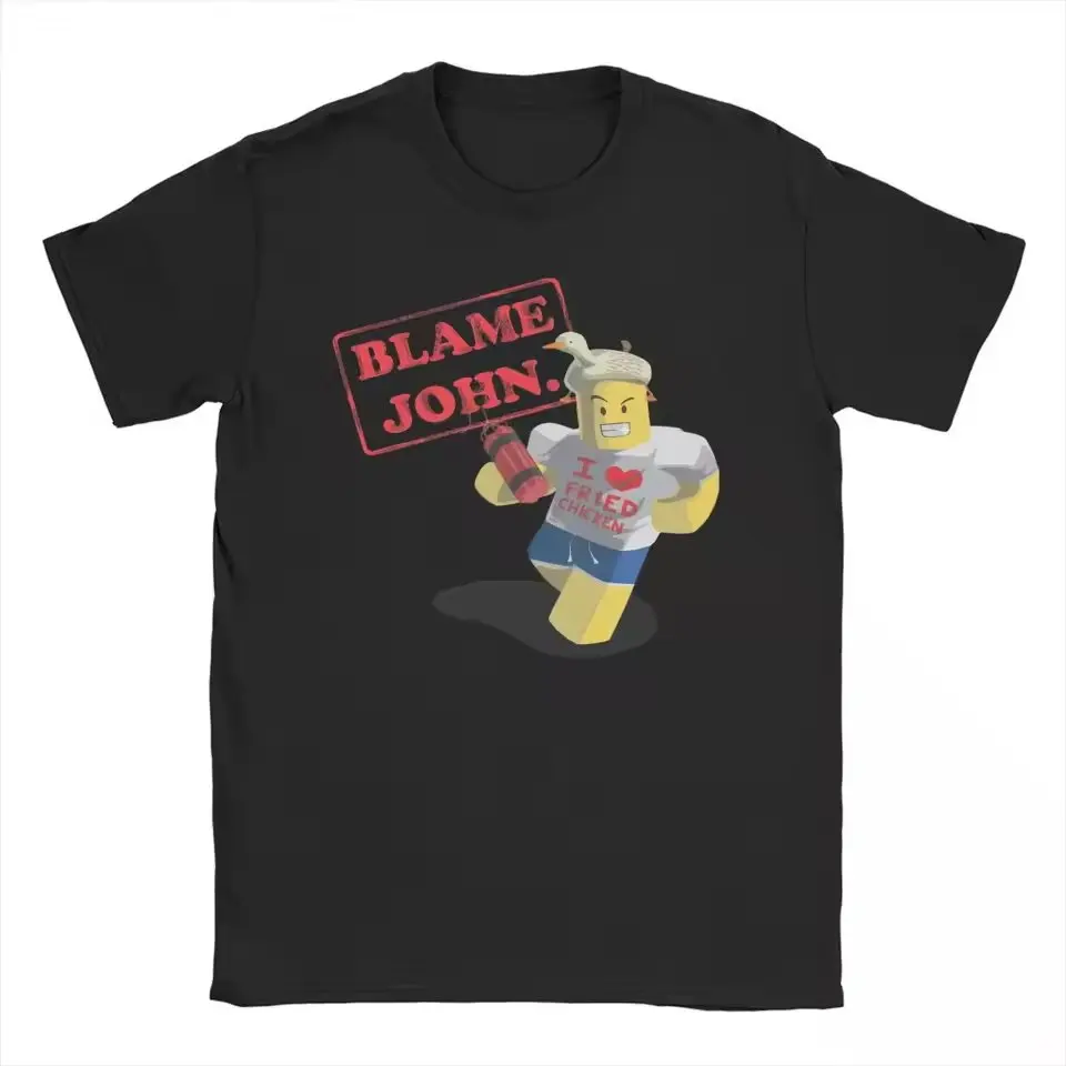 Shedletsky Blame John Forsaken Weißes Freizeit-T-Shirt für Herren und Damen, Luxusmarken-Oberteil – Detail 2