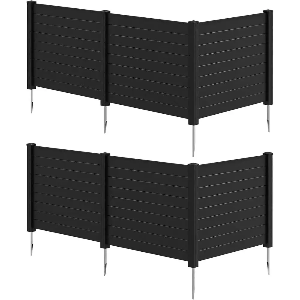 

48W x 36H Outdoor Privacy Screen for Air Conditioner Units, Metal Stake Support, No-Dig Trash Can Enclosure, Black