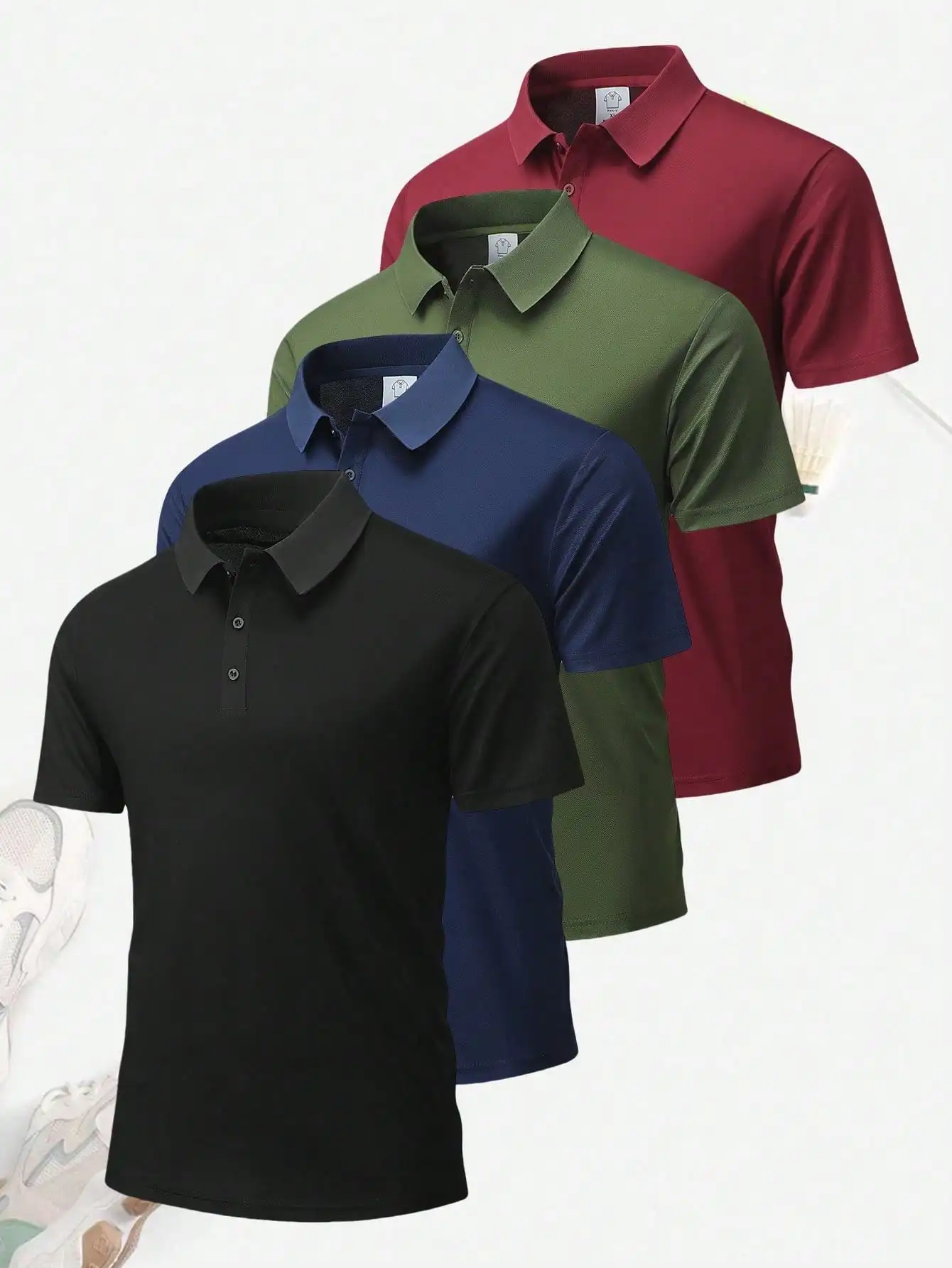 

Men's Breathable Quick-Dry Polo Shirt, Short Sleeve Casual Top for Outdoor Sports & Daily Wear