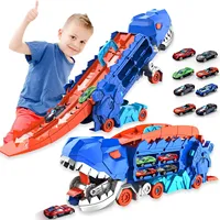 The Kids Truck Dinosaur Transporter Toys Cars Educational Model Toys Alloy Transforming Dinosaur Transport Car Toy for Childrens