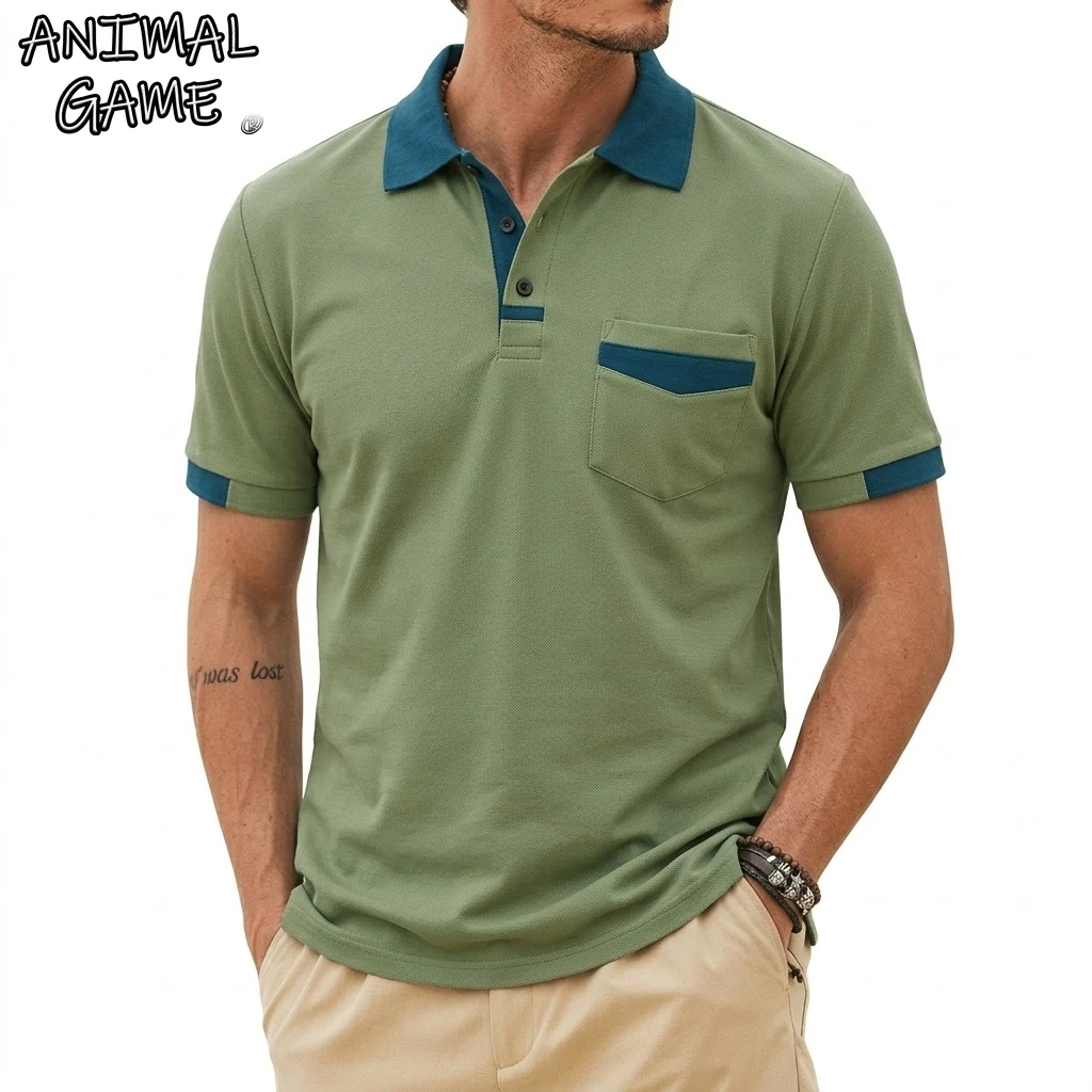 Summer Short Sleeve Men's T-Shirts Gym Man Polo Shirt Casual Loose Lapel Breathable Tee Button Work Shirts Hawaiian Tshirts