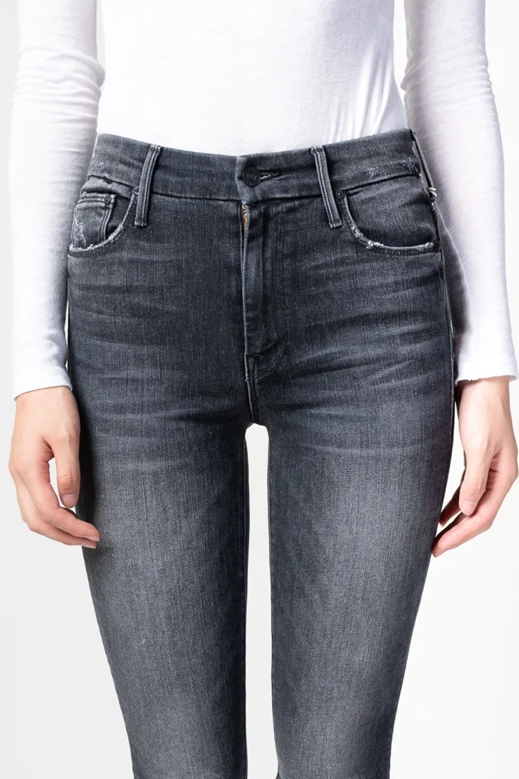 Jean en denim taille haute pour femme, coupe slim élastique, longueur cheville, mode décontractée, streetwear commandé