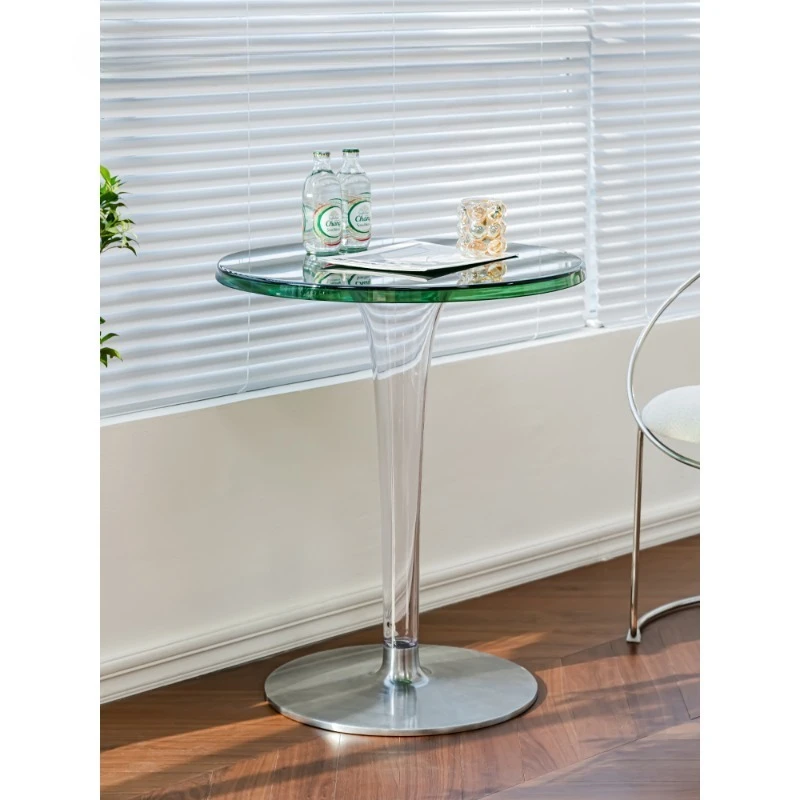 

Modern Transparent Round Dining Table Leisure Breakfast Nook Desk Compact Home Side Table Desgner Style Furniture