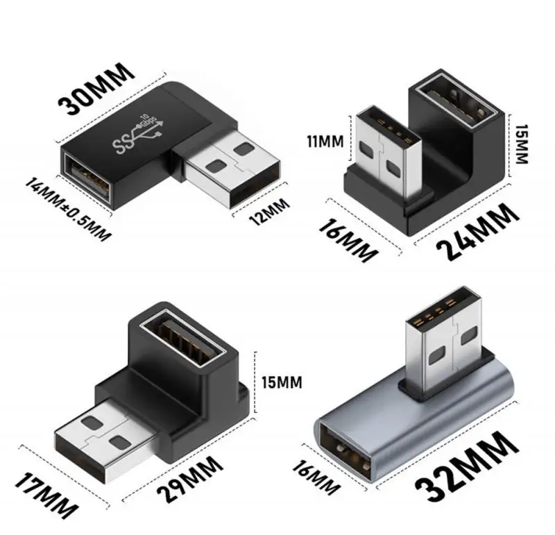 Угловой 90-градусный адаптер-удлинитель USB 3.0, модернизированный локоть, 10 Гбит/с, USB-разъем для ПК, удлинитель-переходник «папа-мама»