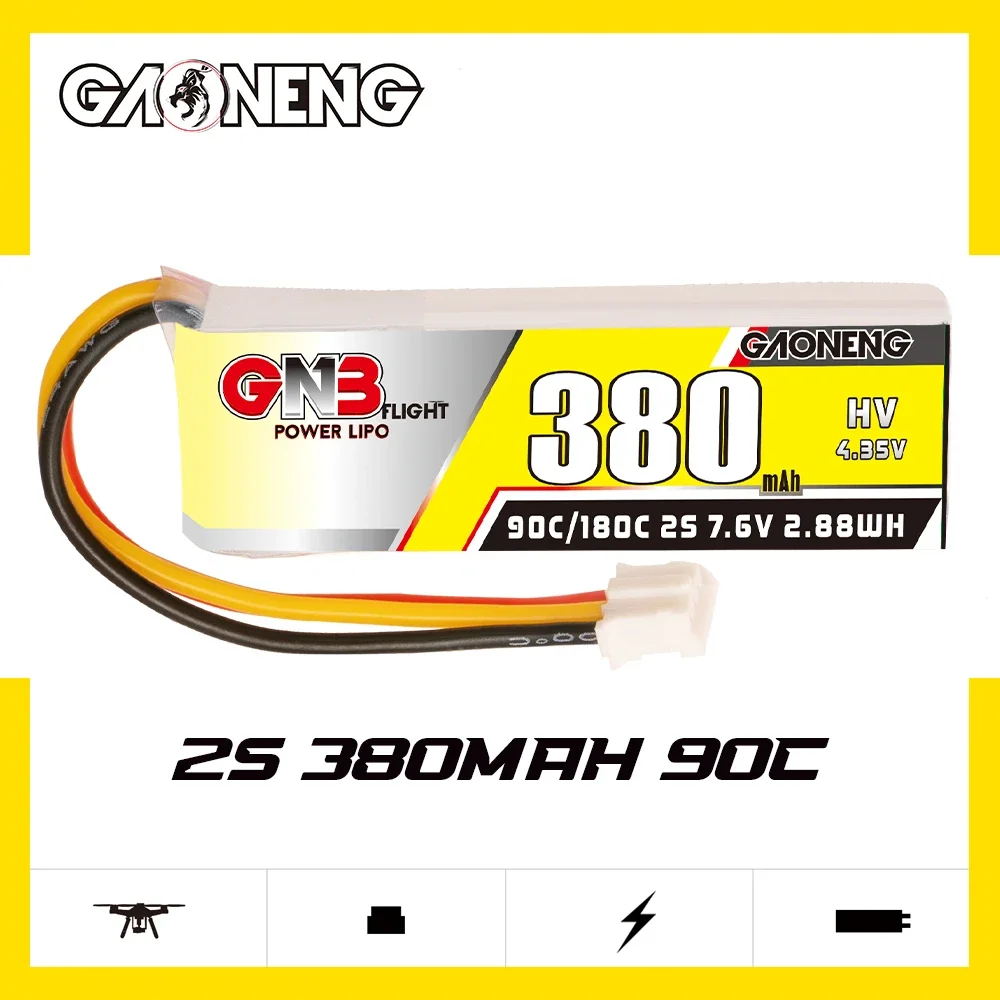 GAONENG GNB 380mAh HV 2S 90C 180C 7.6V PH2.0 3PIN LiPo Battery 1:28 1/28 RC Cars WLtoys K969 K989 Brushed Off-load RC Drift Car