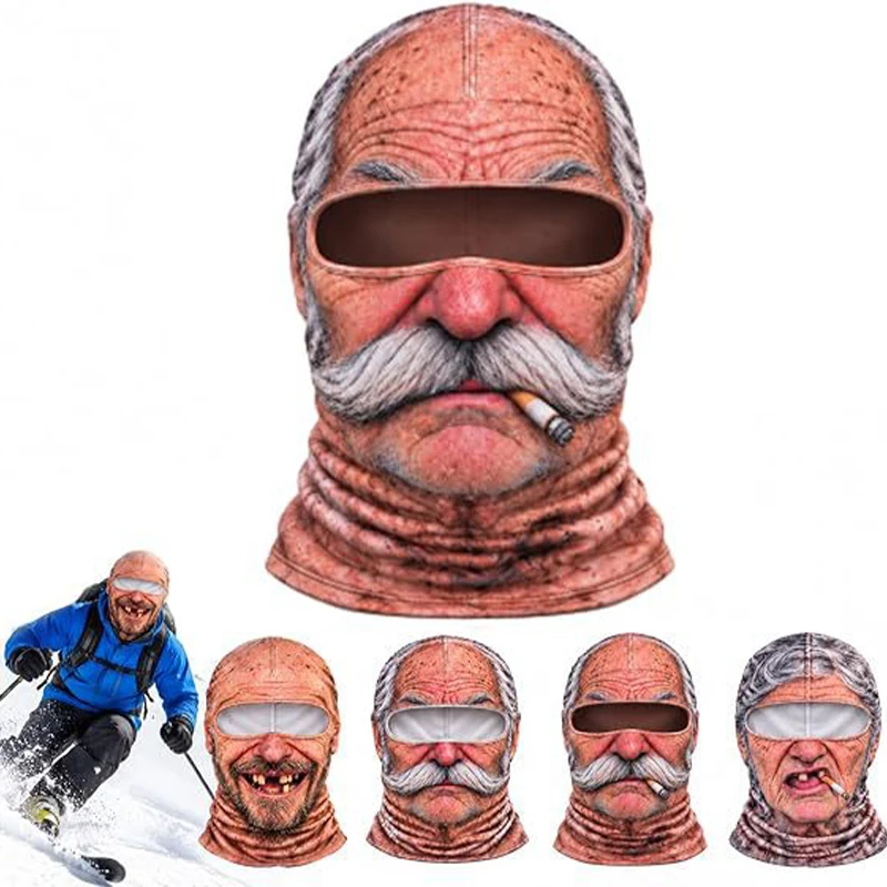 3D Ski Balaclava Mask Elderly Skiing Mask Fun And Realistic Winter Mask Novelty Party Mask Motorcycle Ski Hat Funny Ski Mask