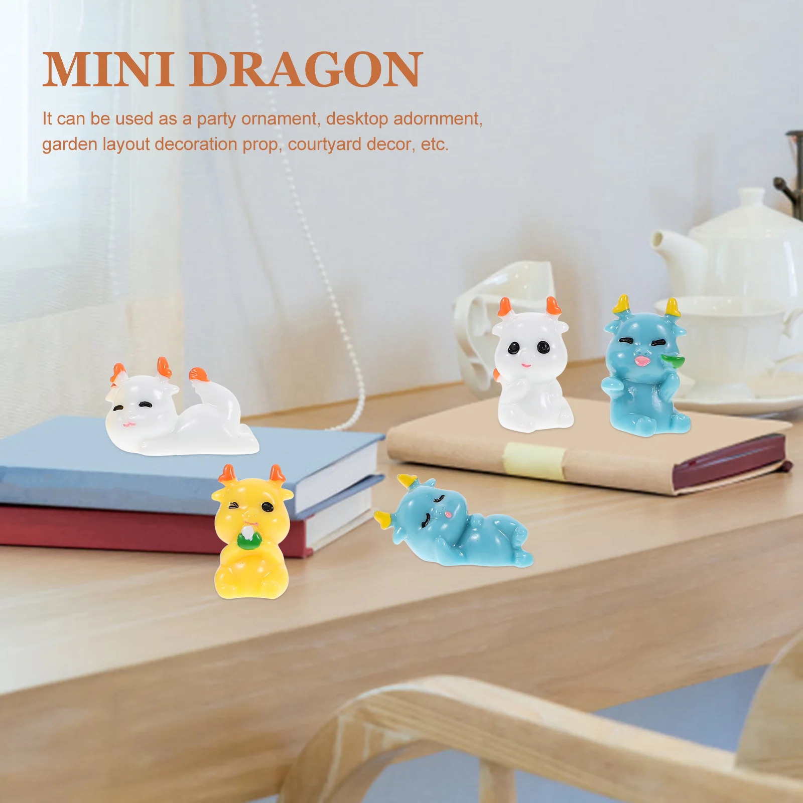 

5 Pcs Cartoon Dragon Ornaments Miniature Figurines Desk Accessories Decorations Resin Cute Hexagonal Figures Small Dragons