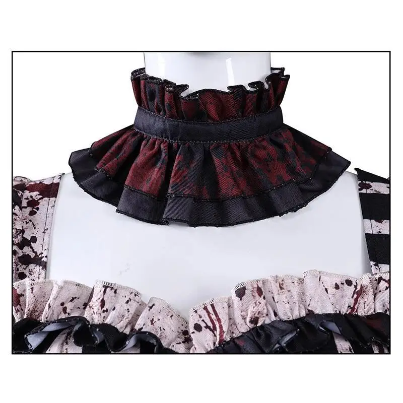 2026 New Unisex Bloody Horror Gothic Harlequin Pattern Cosplay Dress Full Set Gloves Stockings Men Women Halloween Carnival Cost view 6
