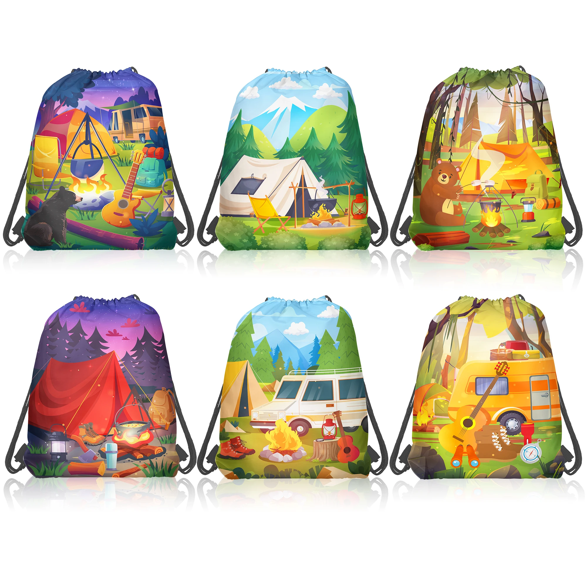 10 قطعة حورية البحر يونيكورن حالمة قزم التخييم في الهواء الطلق غير المنسوجة شنطة هدايا الرباط على ظهره الاطفال حفلة عيد ميلاد التعبئة أكياس التخزين #2