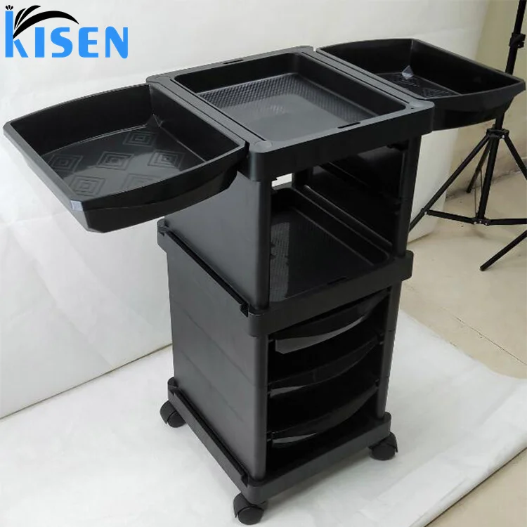 

Modern Plastic Barber Shop Salon Trolley Cart Bathroom Storage Trolley