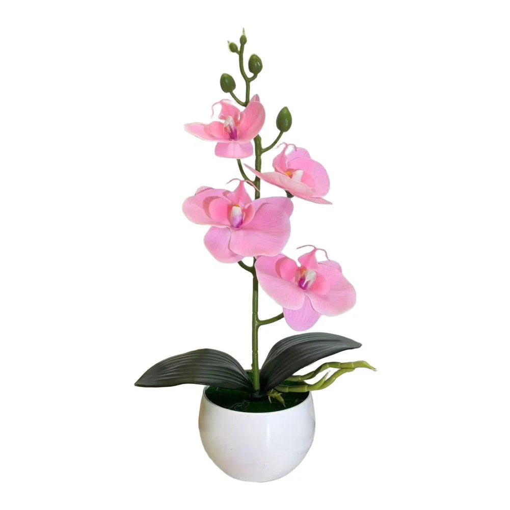 1PC 4 Flower Small Round Belly Pot Butterfly Orchid Bonsai Simulation Flower Simulated Orchid DIY Artificial Bonsai Home Decor