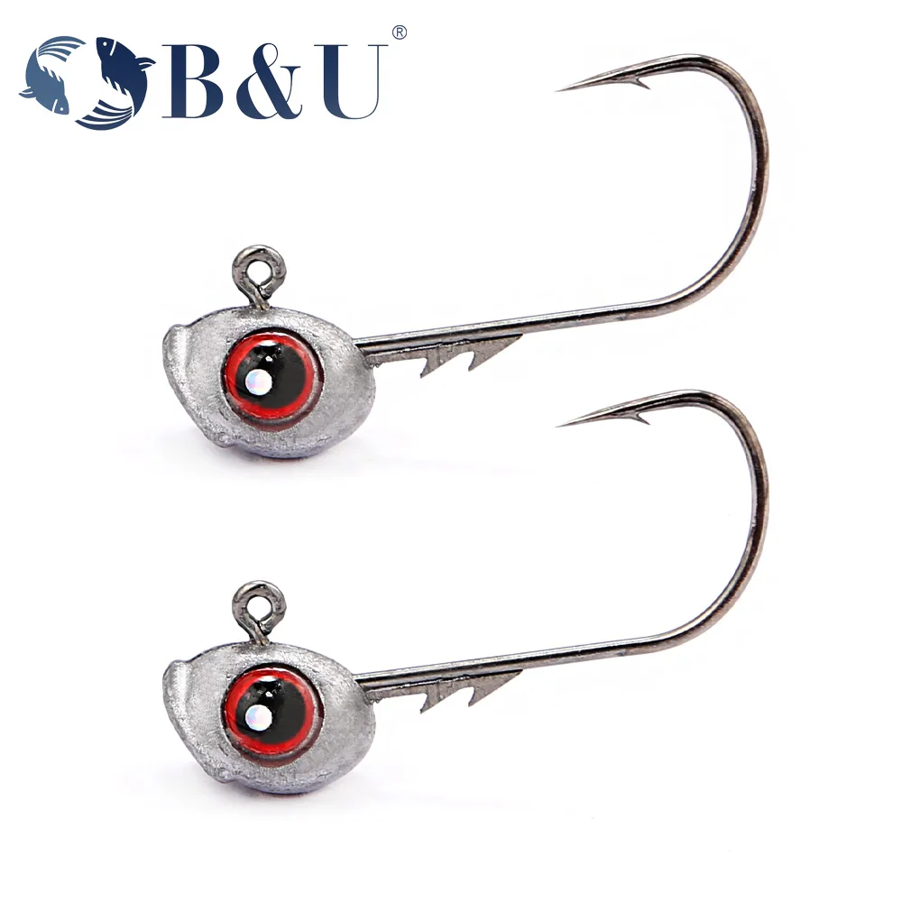 

B&U Swimbait Hook Jig Head Luminous Eyes High Strength Fishing Worm Lure Hooks For Seawater Freshwater Fishhook Fishing Tackle