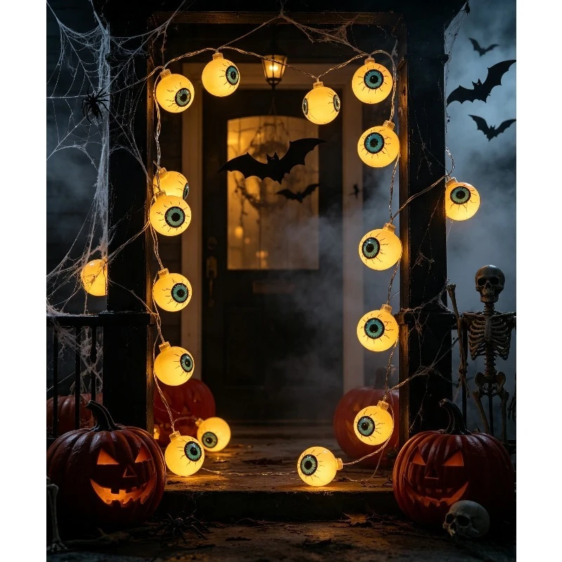 Halloween Decoration Led Light String Pumpkin Skull Head Eyeball Shaped Lamp String for Home Garden Holiday Halloween Party