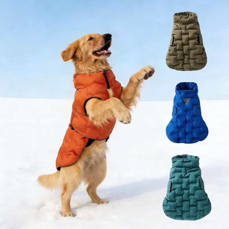 

Водонепроницаемая зимняя куртка для собак со встроенной шлейкой, светоотражающий жилет для щенков, теплый флисовый жилет для домашних животных