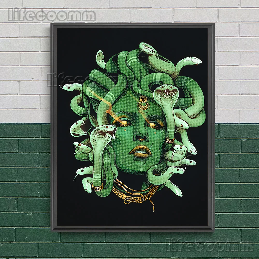 Mysterious Creature Abstract Wall Art Canvas Painting,Medusa,Minotaurus,Sphinx,Centaur,Mythological Creatures Art Poster Print