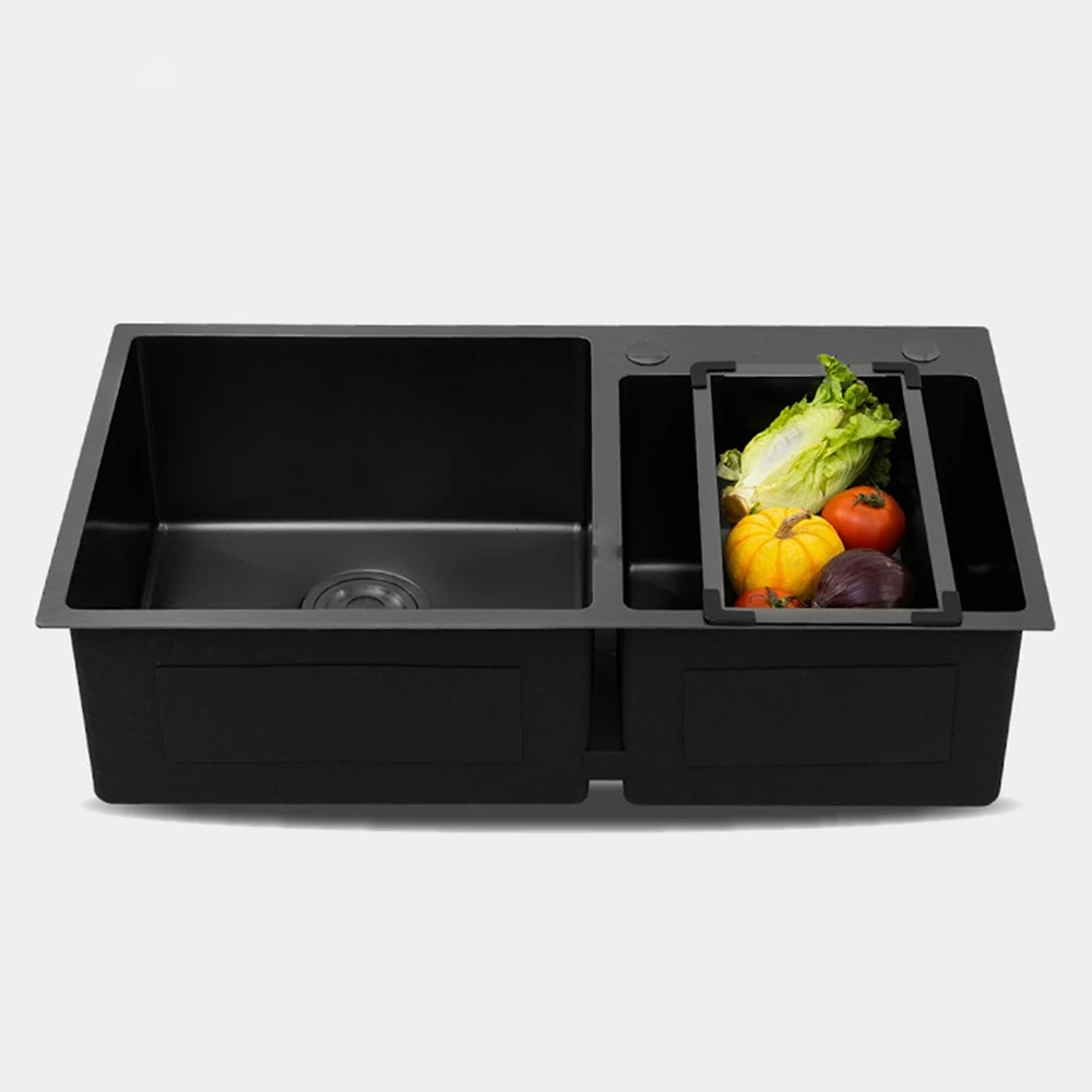 New Design Customized black  Houses Kitchen Sink Standard Double Bowl Restaurant Kitchen Sink