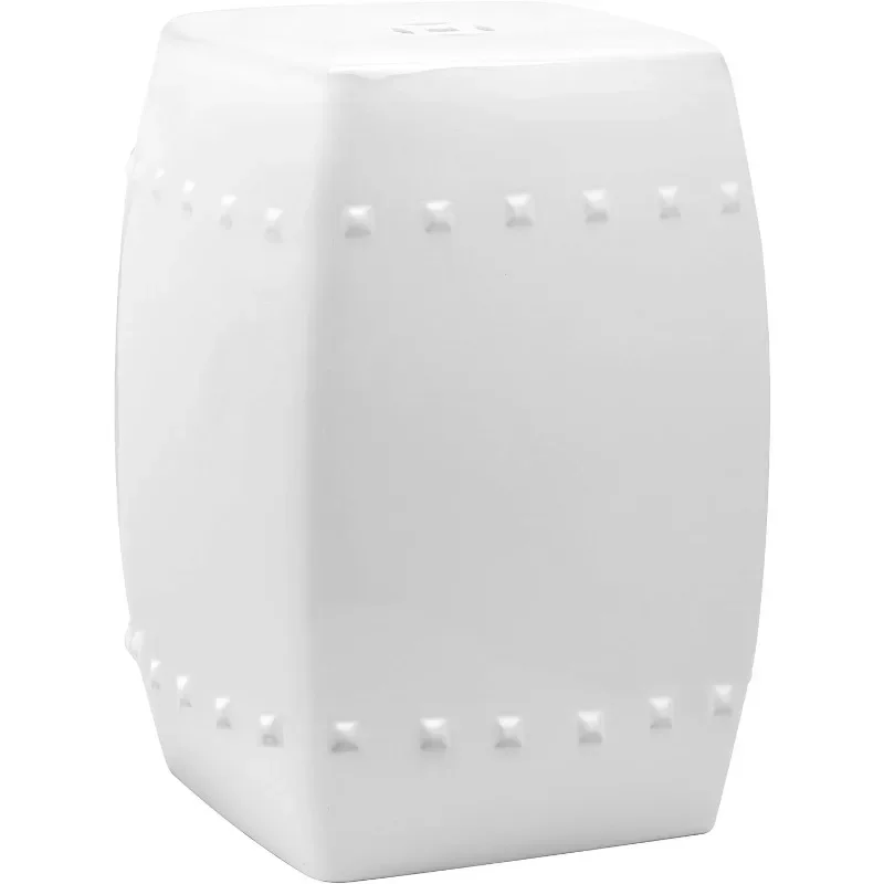 

Villa Glazed Ceramic Decorative Garden Stool, White,free shipping