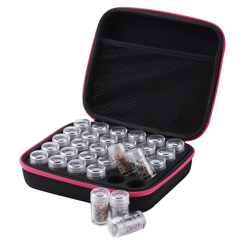 

Diamond Beading Storage Case 30 Slots Diamond Container Art Craft Organizer with Handle 30 Plastic Jars