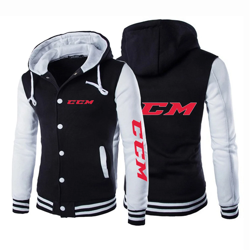 

CCM 2024 Men's New Style Long Sleeve Printing Solid Color Baseball Uniform Zipper Hooded Jacket Casual Fashion Comfortable Coats