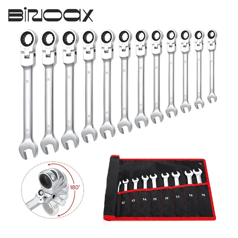 binoax metric ratchet wrench conjunto com rolling pouch kits de chave inglesa combinada 72 dentes 01