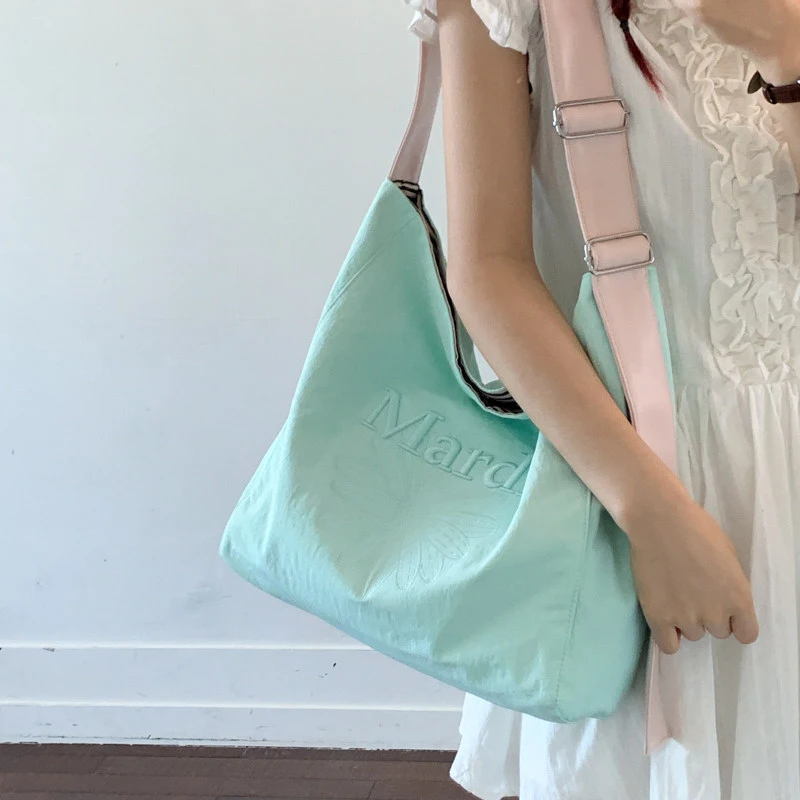 Korean Style Lazy Style Guava Color Embroidered Bag Women 2026 New Unique Shoulder Crossbody Handbag