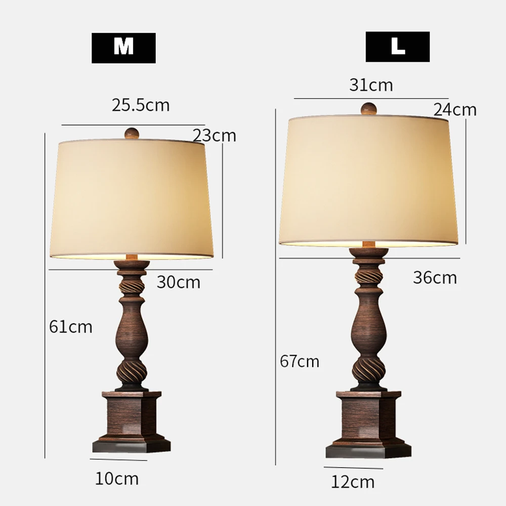 American Retro Table Lamp E27 Dimming Art Fabric Traditional Warm Bedroom Bedside Hotel Coffee Living Room Study Table Lamp 220V