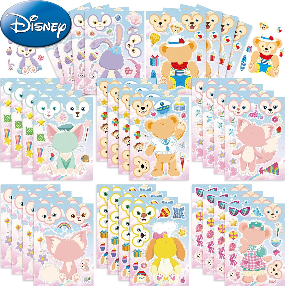 

8/16sheets The Disney Bear Duffy Puzzle Stickers Make a Face Children Assemble Jigsaw DIY Cartoon LinaBell Decals Kids Toy Gift