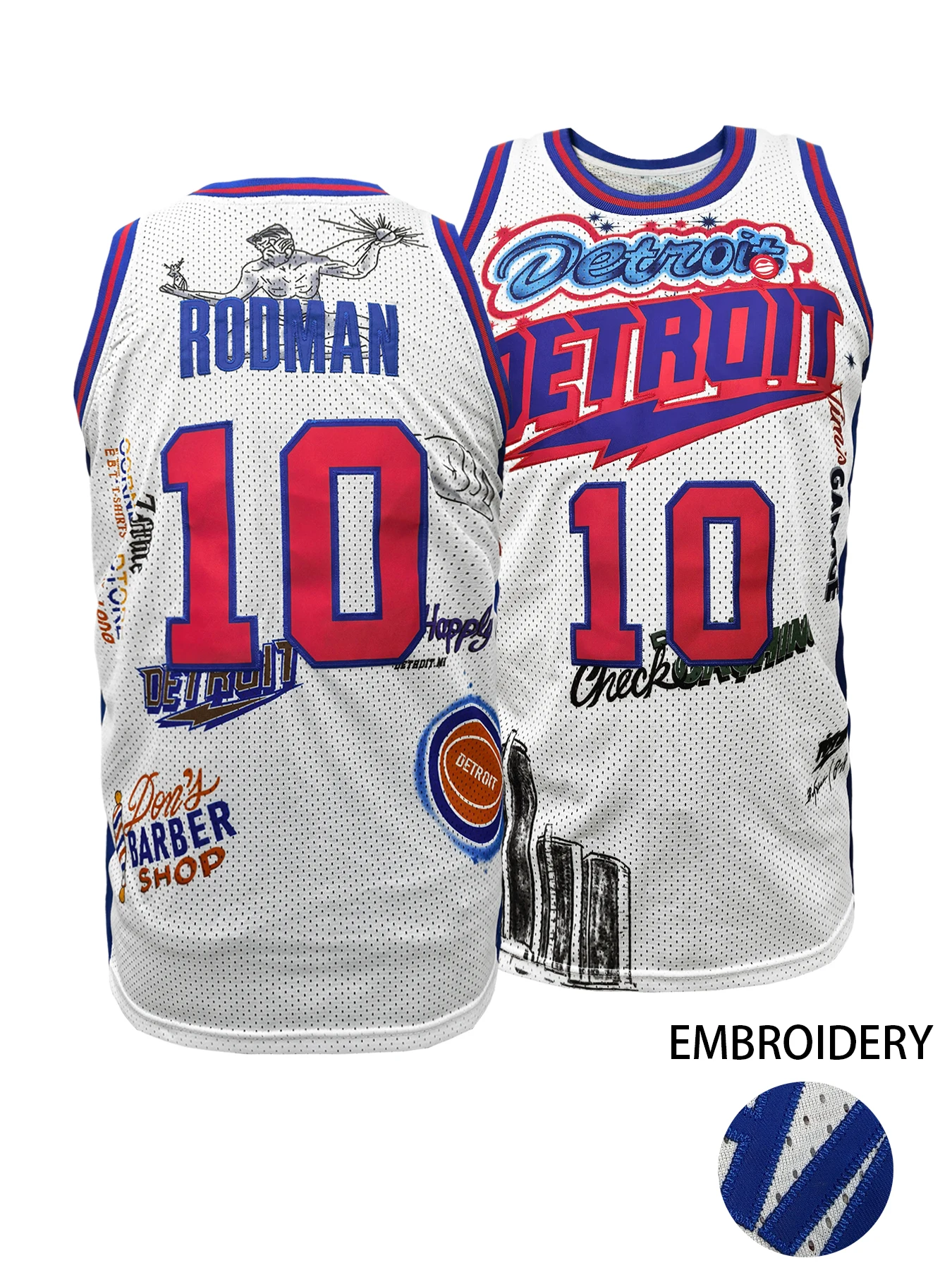 Camiseta de baloncesto para hombre Detroit # 10 Camiseta de entrenamiento informal bordada, chaleco sin mangas transpirable, camiseta sin mangas holgada Unisex