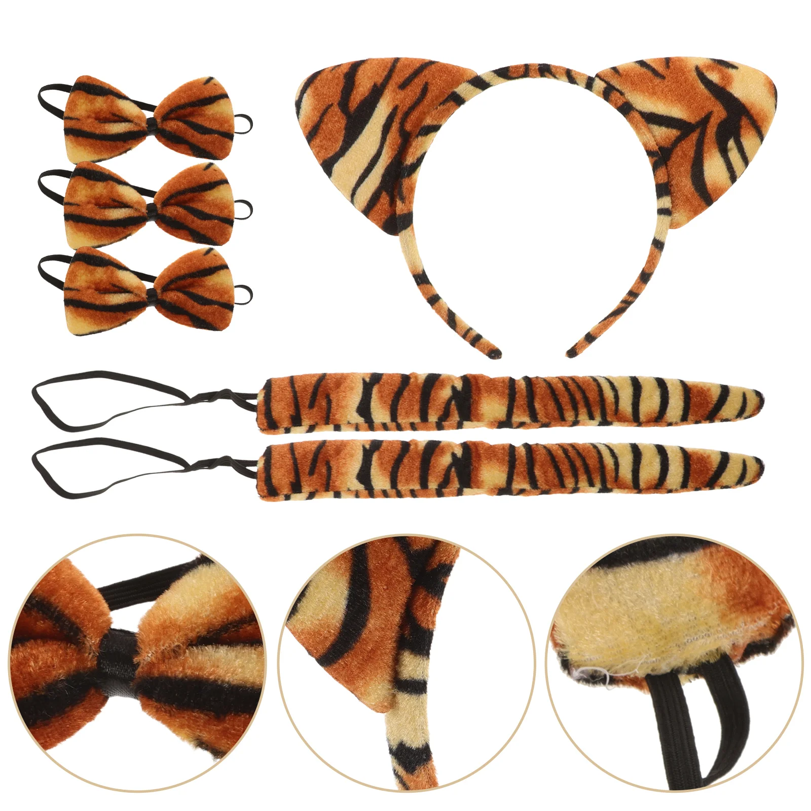 

4 Sets Animal Ear Headband Tiger Tail Circus Cosplay Costume Unique Headdress Kids Accessory Decorate Woman