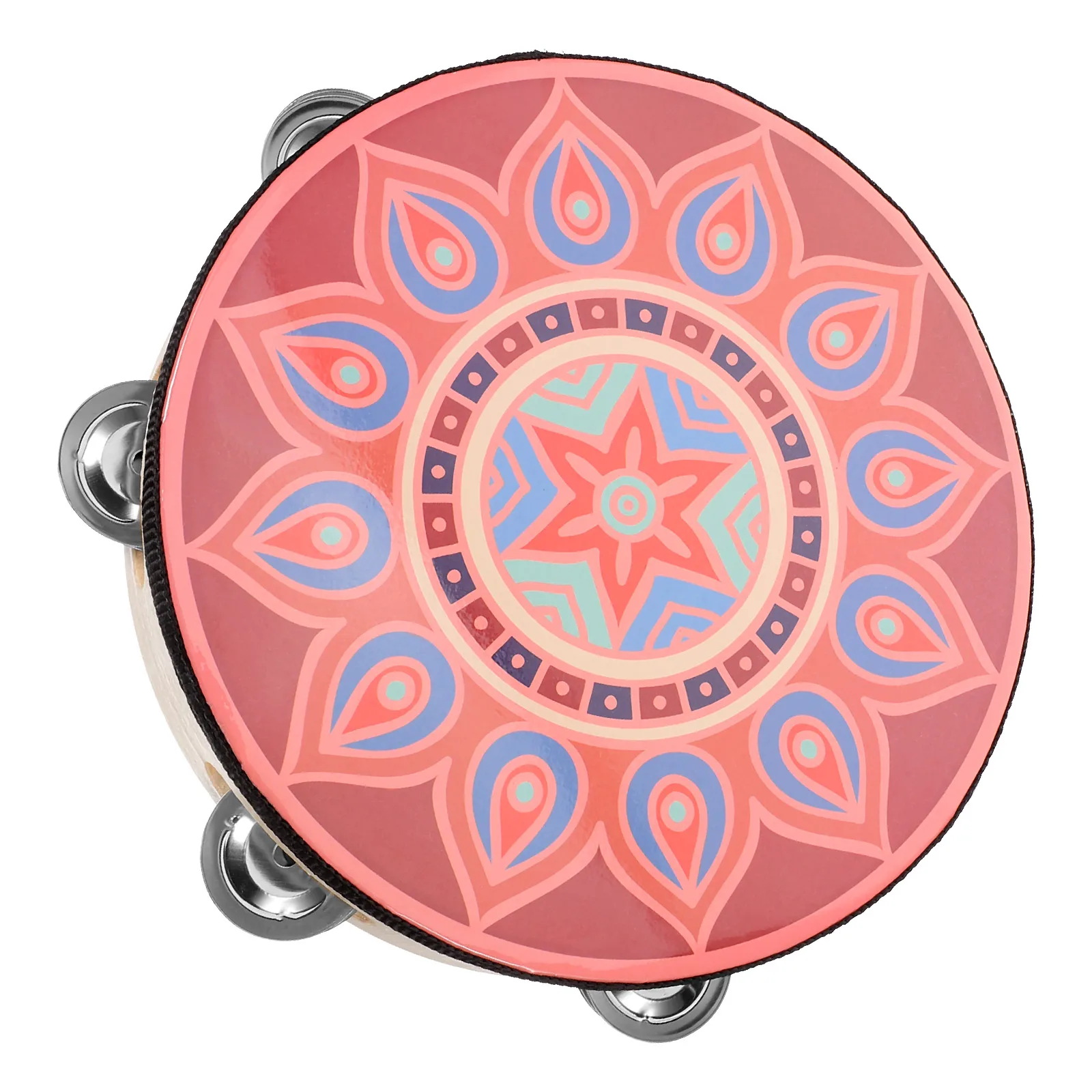 

Hand Held Drum 8 Inch Single Row Stainless Steel Wood Tambourine Musical Instrument Adult Percussion Instrument for Dance